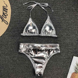 Shiny Gold Silver Bride Bridesmaid Swimwear