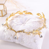 Rhinestone Waterdrop Leaf Tiara Bridesmaid Crown