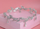 Rhinestone Waterdrop Leaf Tiara Bridesmaid Crown