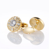 Luxury Gold Crystal Wedding Shirt Cuff Links