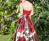 Floral Print Sexy Flowers Strapless Dress