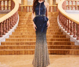 Navy Blue Sleeveless Mermaid Dress