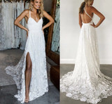 Sexy Ivory Lace Beach Wedding Dress