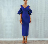 Ruffle Butterfly Short Sleeve Midi Club Dress Ruffle Butterfly Short Sleeve Midi Club Dress