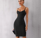 Spaghetti Strapless Midi Celebrity Evening Dress