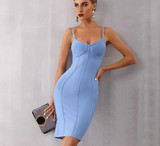 Spaghetti Strapless Midi Celebrity Evening Dress