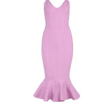 Spaghetti Strap Mermaid V-Neck Midi Party Dress