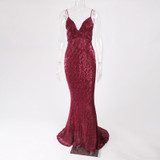 Sexy V Neck Strapless Backless Long Mermaid Dress