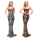 Retro Strapless Sequin Party Dress