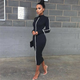 Meihuida Sexy Hihg Neck Long Bodycon Dress Women Cotton Fitness Sundress Elegant Sexy Female Christmas Party High Stewwt Wear