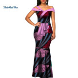 African Wax Print Dresses for Women Bazin Riche Summer Long Mermaid Dress Traditional African Clothing Vestidos Party WY3288 African Wax Print Dresses for Women Bazin Riche Summer Long Mermaid Dress Traditional African Clothing Vestidos Party WY3288