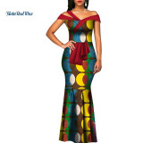 African Wax Print Dresses for Women Bazin Riche Summer Long Mermaid Dress Traditional African Clothing Vestidos Party WY3288 African Wax Print Dresses for Women Bazin Riche Summer Long Mermaid Dress Traditional African Clothing Vestidos Party WY3288