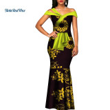 African Wax Print Dresses for Women Bazin Riche Summer Long Mermaid Dress Traditional African Clothing Vestidos Party WY3288 African Wax Print Dresses for Women Bazin Riche Summer Long Mermaid Dress Traditional African Clothing Vestidos Party WY3288