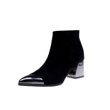 2020 Square Heels Boots Women Winter Chelsea Boots Warm Shoes Pointed toe Sexy Ladies High Heels Boots Women's Ankle Botas A350