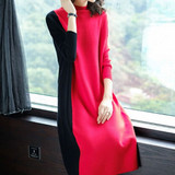 Round Neck Color Block Sweater Dress
