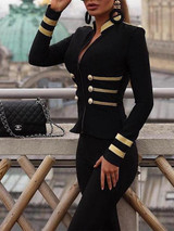 Stylish Stand-Up Collar Zipper Double-Breasted Suit