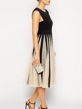 Round Neck Striped Sleeveless Midi Skater Dress