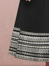 Deep V-Neck Patchwork Geometric Printed Long Sleeve Skater Dress