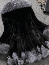Luxurious Hooded  Faux Fur Color Block Coats