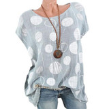 Round Neck  Loose Fitting  Dot Blouses
