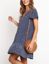 Casual Sexy Deep V  Neck Floral Print Short Sleeve Mini Casual Dresses Casual Sexy Deep V  Neck Floral Print Short Sleeve Mini Casual Dresses