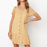 Casual Sexy Deep V  Neck Floral Print Short Sleeve Mini Casual Dresses Casual Sexy Deep V  Neck Floral Print Short Sleeve Mini Casual Dresses