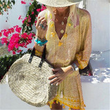 2019 V Collar  Defined Waist Loose Vacation Dress