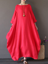 Round Neck Pocket Plain Maxi Casual Dress Round Neck Pocket Plain Maxi Casual Dress