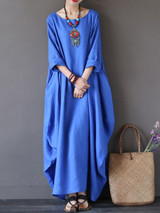 Round Neck Pocket Plain Maxi Casual Dress Round Neck Pocket Plain Maxi Casual Dress