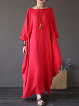 Round Neck Pocket Plain Maxi Casual Dress Round Neck Pocket Plain Maxi Casual Dress
