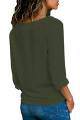 V Neck  Single Breasted  Plain  Blouses