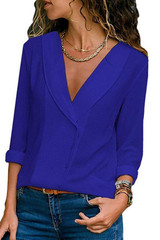 V Neck  Single Breasted  Plain  Blouses V Neck  Single Breasted  Plain  Blouses