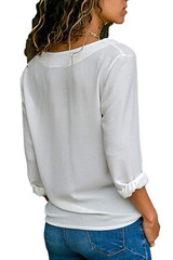 V Neck  Single Breasted  Plain  Blouses V Neck  Single Breasted  Plain  Blouses