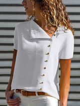 V Neck  Single Breasted  Plain  Blouses V Neck  Single Breasted  Plain  Blouses