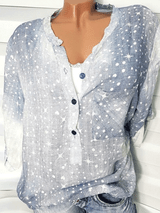 V Neck Short Sleeve Printed Blouses
