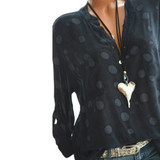 V Neck  Loose Geometric Printed Blouses