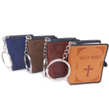 Mini Holy Bible Leather Key Chain