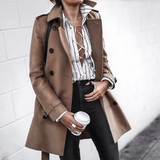 Fashion Turndown   Collar Pure Colour Long Sleeve Coat
