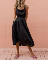 Sexy Strap Buttoned Waist Pleated Dress