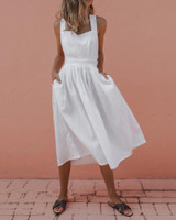 Sexy Strap Buttoned Waist Pleated Dress