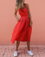 Sexy Strap Buttoned Waist Pleated Dress