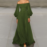 Sexy Off-The-Shoulder Party Princess Sleeve Maxi Dress