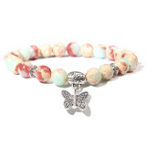 Handmade Natural Stone Lotus Ohm Buddha Beads Bracelet Pink Zebra Stone Lotus Charm Bracelet for Women Men Yoga  Jewelry Gifts