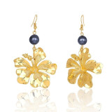 Hawaiian Pearl Leaf Long Drop Earrings Fashion Jewelry 2020 for Women Trendy Dangle Hangling Earring Earing Wholesale Price