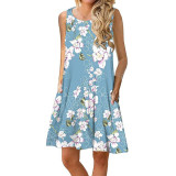 Women Beach Dress Summer Casual T Shirt Dresses Printed Tank Sexy Mini Dress Casual Beach Party Sundress Beach Cover Up
