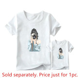 Fashion Family Matching Clothes Outfits Look Mother Daughter VOGUE Princess Tshirt Clothing Mommy and Me Family Look T-shirt