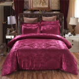 Luxury Tribute Silk Satin Jacquard duvet cover Sliver Gold bedding set Double queen king size Embroidery Wedding bed set