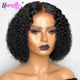 Upretty Short Bob Wig 4x4 Kinky Curly Lace Closure Wig Pre Plucked Curly Bob Lace Front Wig Pixie Cut Kinky Curly Human Hair Wig