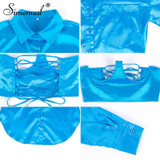 Simenual Sexy Hot Clubwear Women Satin Dress Fashion Deep V Neck Bodycon Party Dresses 2019 Autumn Long Sleeve Silk Mini Dress