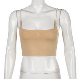 Women Khaki Top Sleeveless Women Crop Tops Straps Sexy Backless Summer Tank Top Cropped Short Fashion Casual Woman Clothes